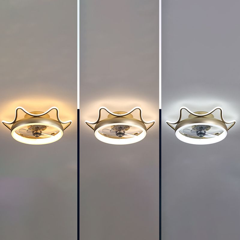 Goldene Finish Rundlüfter Lampe Einfachheit Metall LED Semi Flush-Mount Lighting für Schlafzimmer
