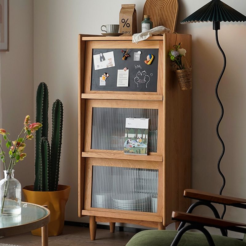 Contemporary Cabinet Bar Pulls Solid Wood with Glass Doors Paned Accent Cabinet