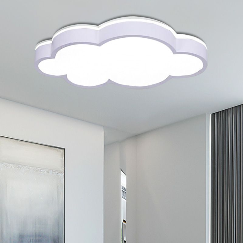 Cloud Shade Bedroom Ceiling Light Acrylic and Metal LED Cartoon Style Flush Pendant Light in Yellow/White