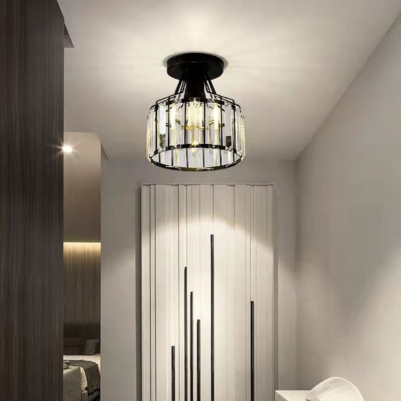 Crystal Cylinder Semi Mount Lighting Simplicity 1 Light Semi Flush Mount