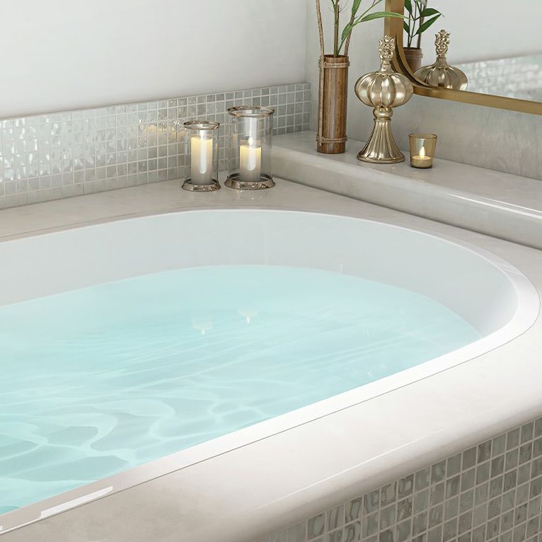 Contemporary Oval Acrylic Bathtub Soaking Drop-in Bathtub with Faucet