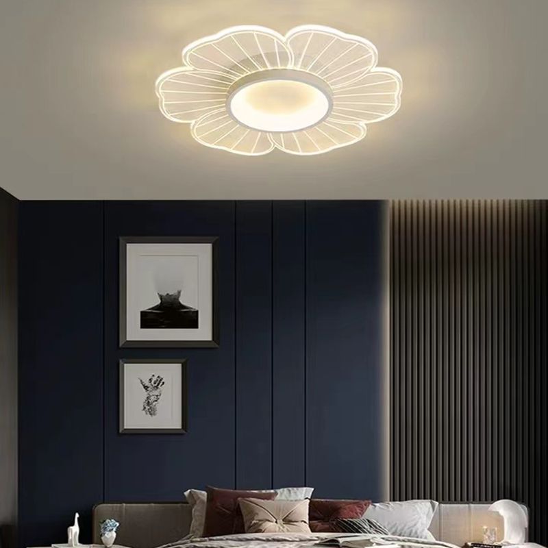 Flower Shape Flush Mount Modern Style Acrylic 1 Lights Led Flush Mount in White