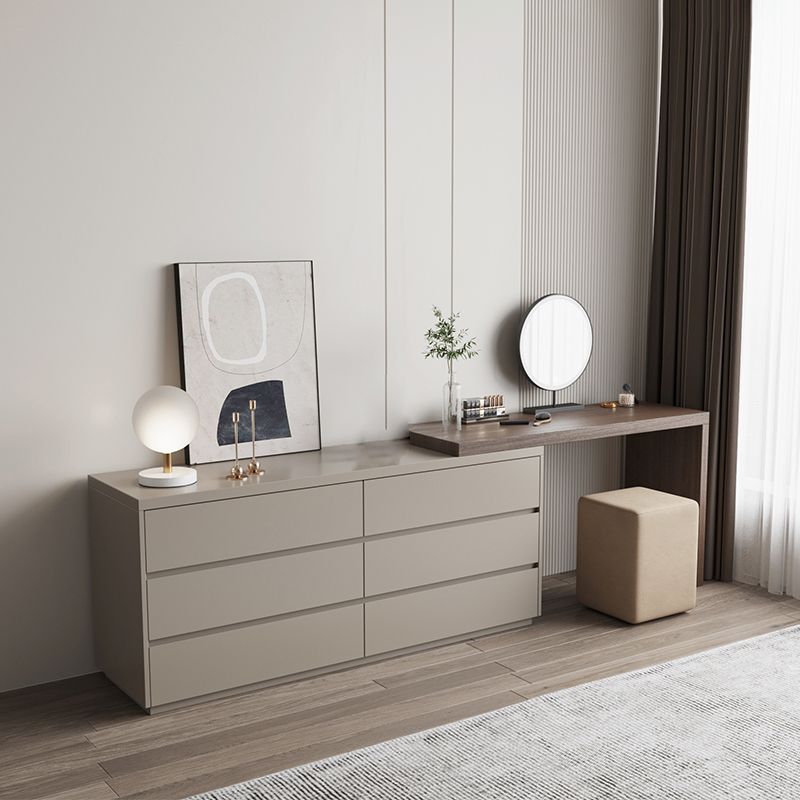 Contemporary Lighted Mirror Wood With Drawer Standing Vanity Dressing Table