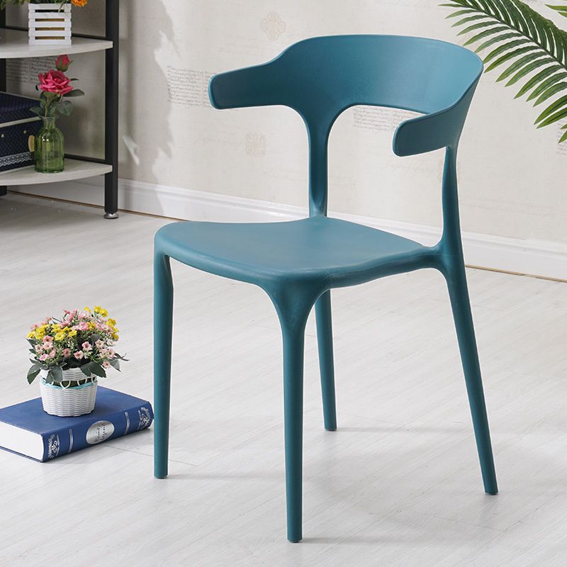 Home Stackable Contemporary Arm Chair Open Back Plastic Dining Room Chair