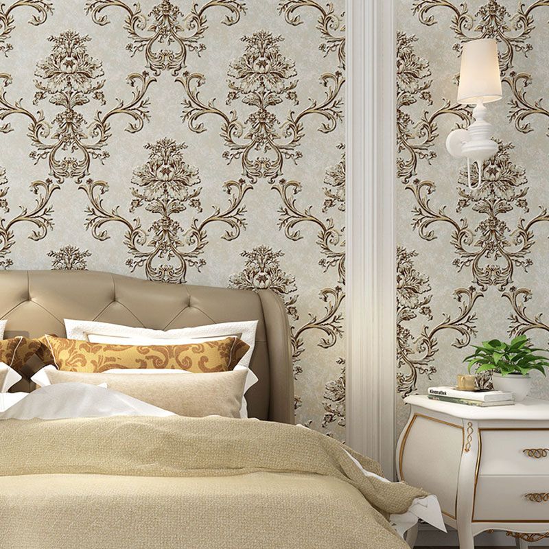 European Damask Design Wallpaper Roll in Pastel Color Living Room Wall Art, 33 ft. x 20.5 in