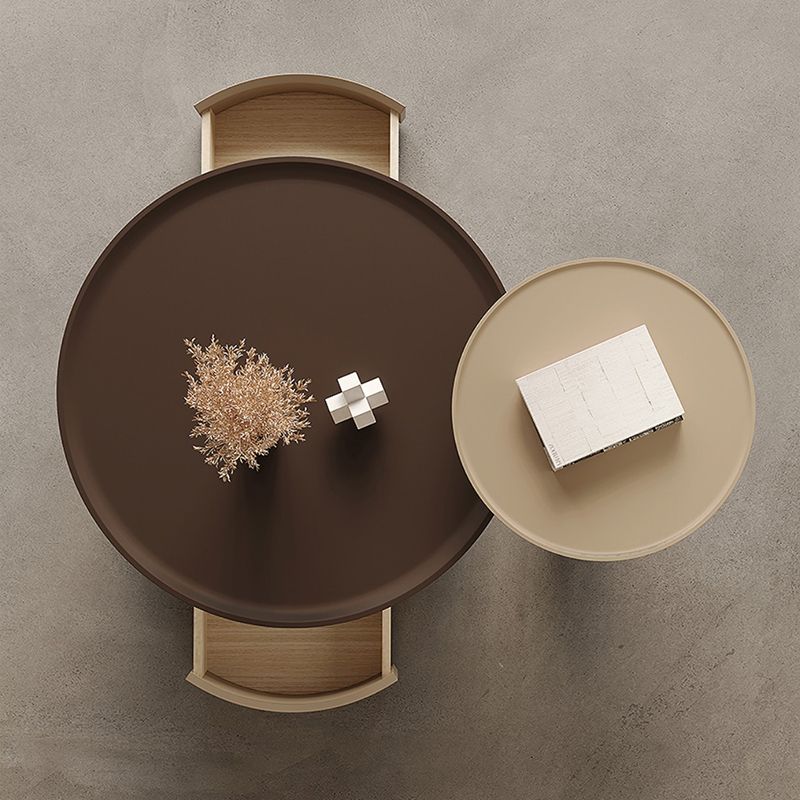 Contemporary Cocktail Table Round Storage Coffee Cocktail Table