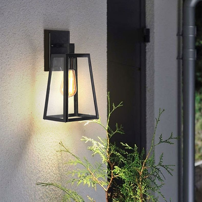 Industrielle Vintage Wandlampe Aluminium Geometrische wasserdichte Wandleuchten mit klarem Glasschatten