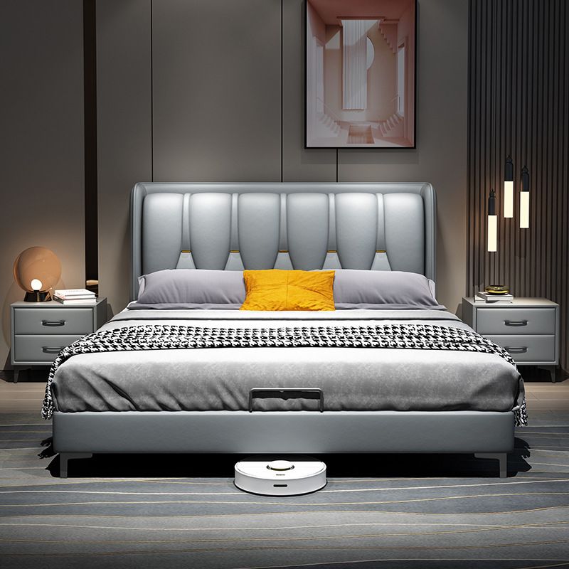 Modern Wingback Bed with Wingback Headboard and Metal Legs Bed