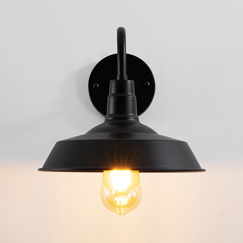 Flat Shape Wall Light Industrial Style Metal 1 Light Wall Lamp in Black