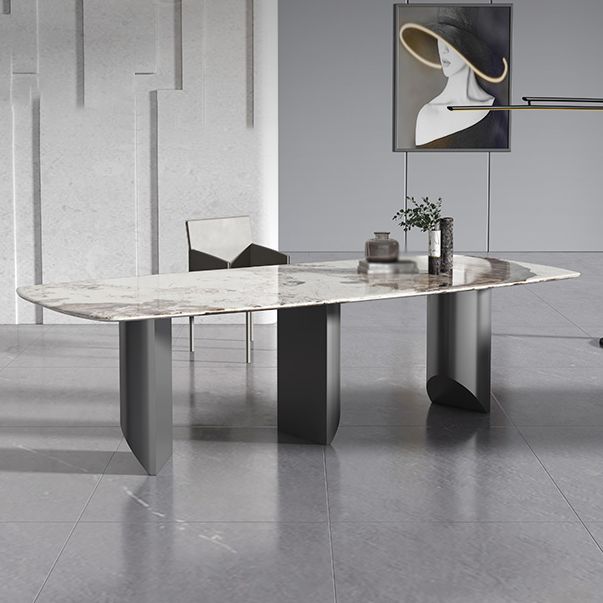 Designer Style 1/2/3 Pieces Dining Set Sintered Stone Dining Table with Leather Chairs