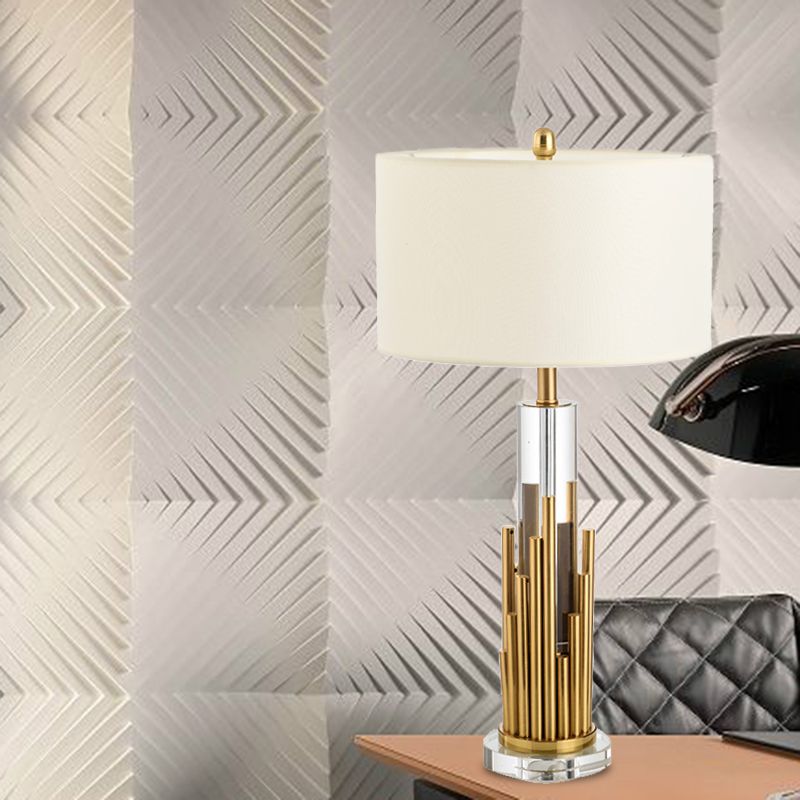 Scrivania cilindrica contemporanea luce chiara cristallo 1 lampada da tavolo notturno in oro