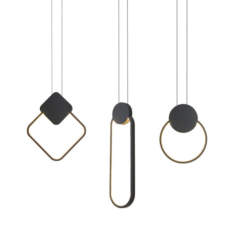 Metaal geometrisch plafond hanglamp moderne stijl led zwarte suspensie hanger licht