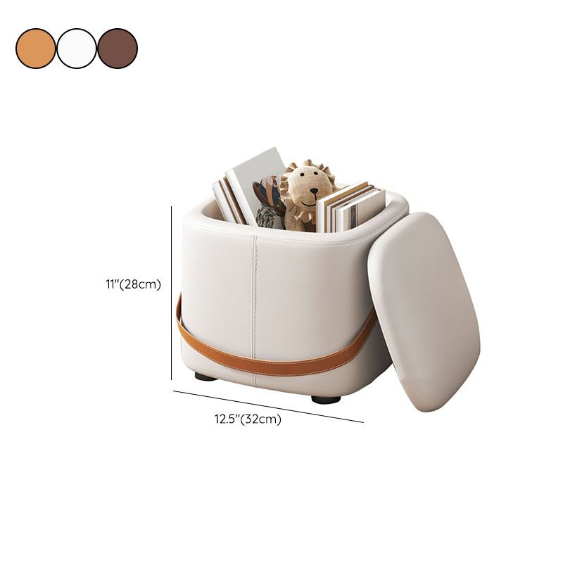 Modern Pouf Ottoman Fabric Upholstered Solid Color Portable Square Ottoman with Storage