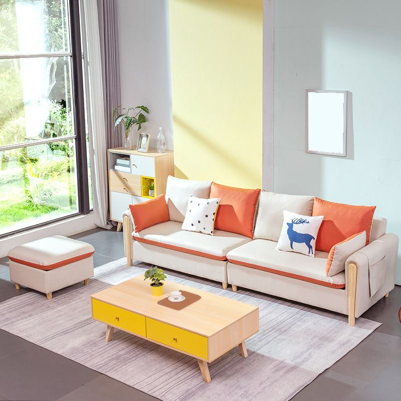 122.05"D x 35.43"W x 34.25"H Pillow Top Arm Cushion Back Sectionals with Ottoman