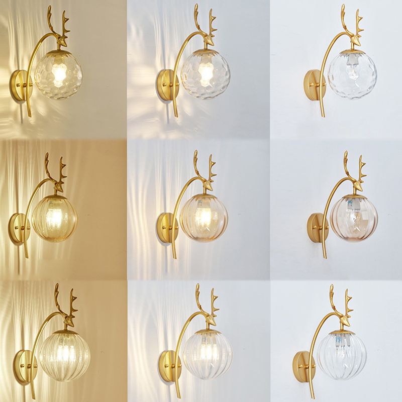 Luces creativas de luz de pared de estilo moderno con sombra de vidrio para dormitorio de hotel