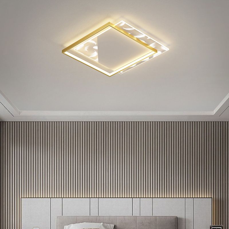 Lámpara empotrada cuadrada contemporánea, lámpara de techo empotrada de metal con 2 luces