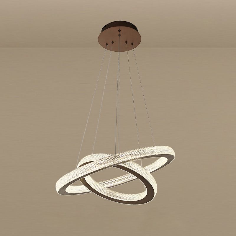 Lámpara de lámpara de círculo cruzado de Crystal Café LED Minimalista Kit de luz colgante en luz cálida/blanca