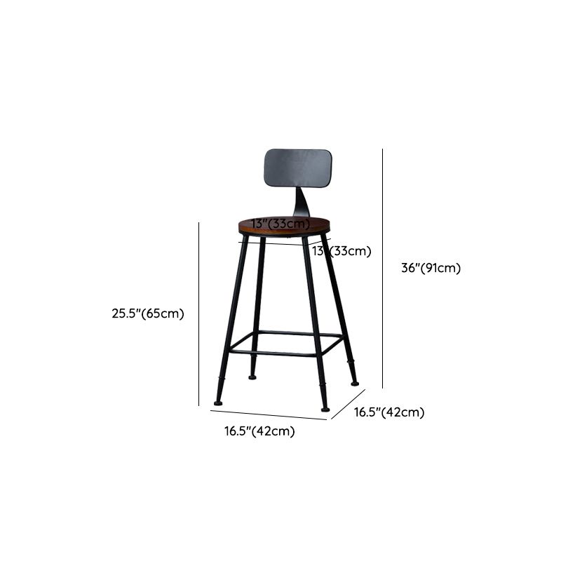 Contemporary Metal Dining Stools Round Bar Stools with Footrest