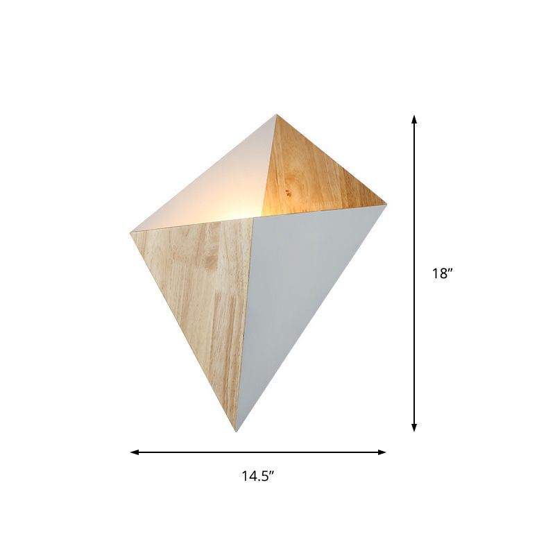Splicing Pyramid Wall Sconce 1-Light Adjustable Nordic Wall Mounted Lamp with Rubber Wood Shade in Black/Red/White