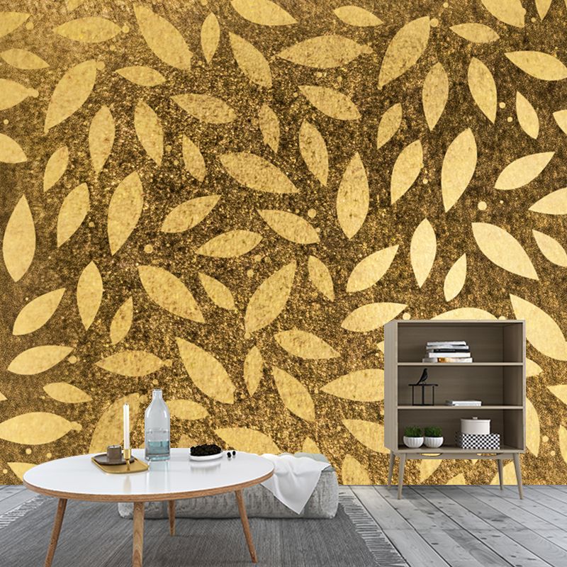 Whole Leaf Print Foil Mural Moisture Resistant Modernist Living Room Wall Decoration
