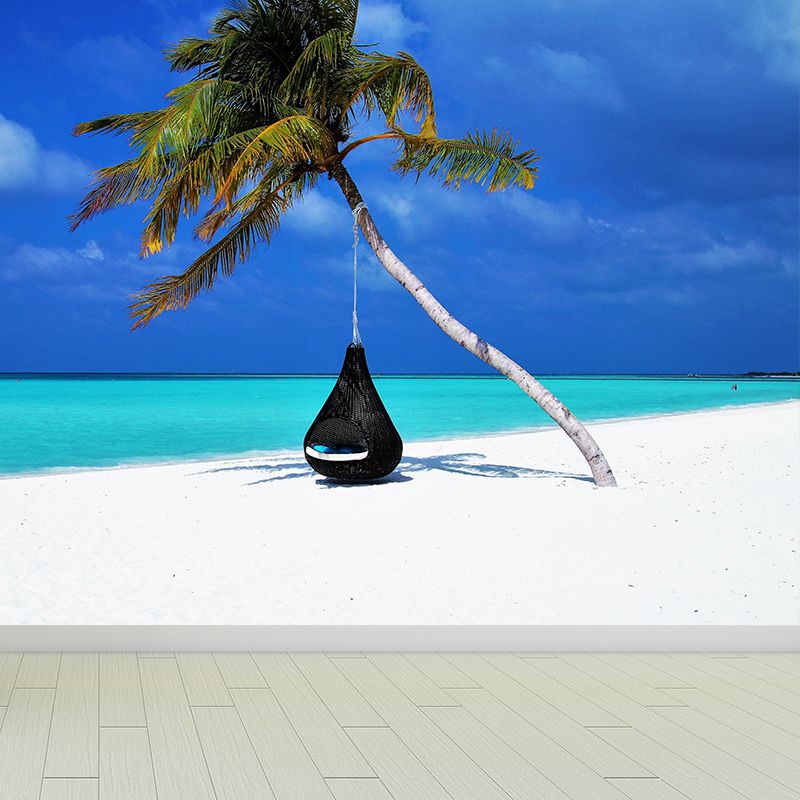 Large Tropical Scenery with Palm Trees Contemporary Style Decorating Wall Art