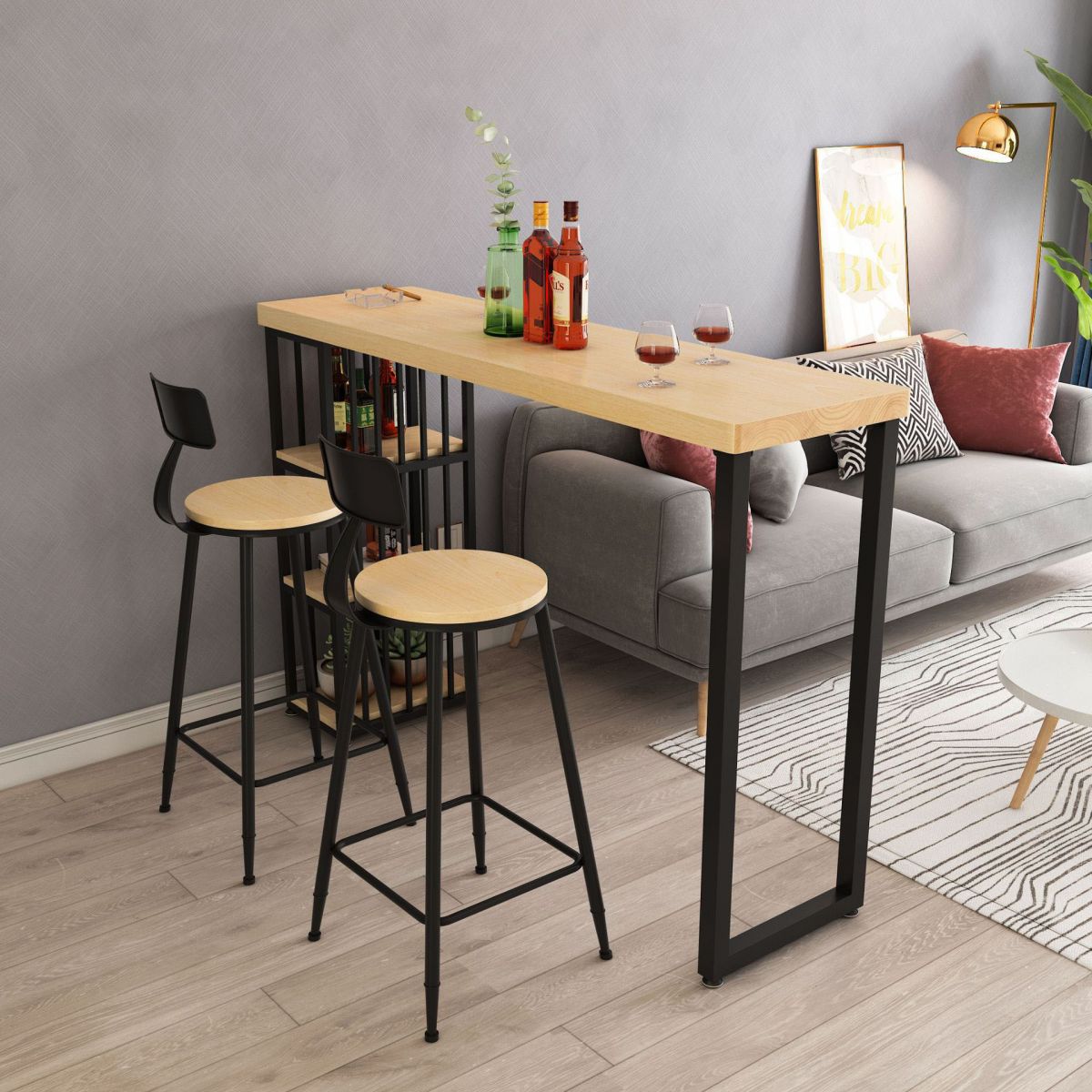 1/2/3/5 Pieces Bar Table and Stools Modern Bar Stool and Table Set