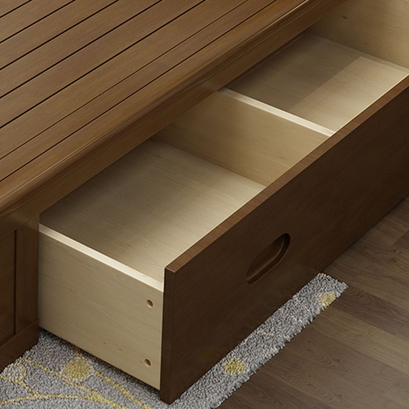 Traditional Pine Wood with HeadboardRectangular Panel Panel Bed