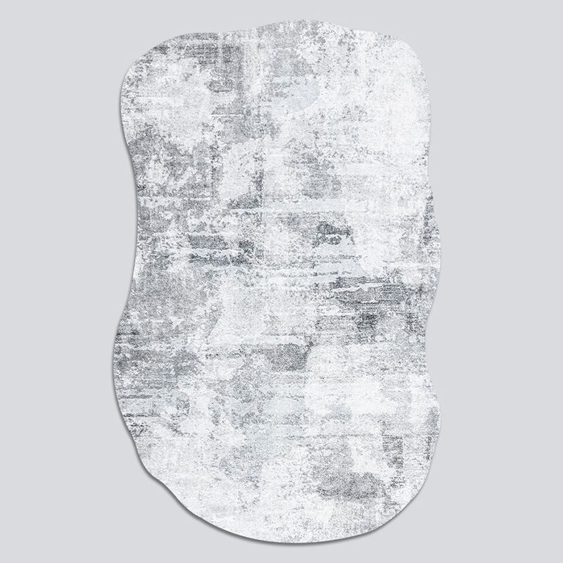 Fancy Grey Area Rug Modern Polyester Area Carpet Tie-Dye Pattern Stain Resistant Rug for Home Decor