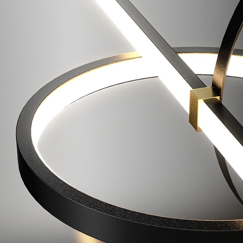 Contemporary Style Linear Island Lighting Metal 4 Light Island Pendant Lights in Black