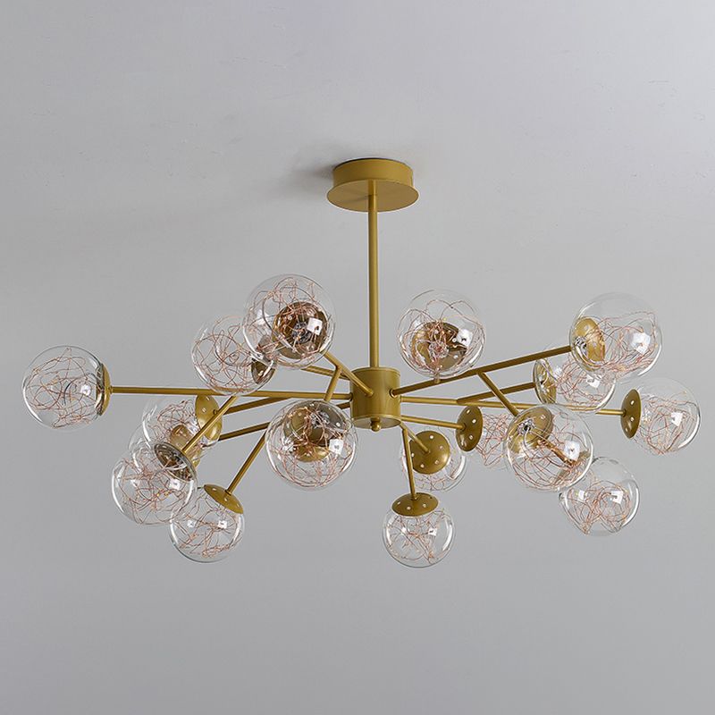 Modern Globe Pendant Chandelier Glass 18 Lights Chandelier for Living Room
