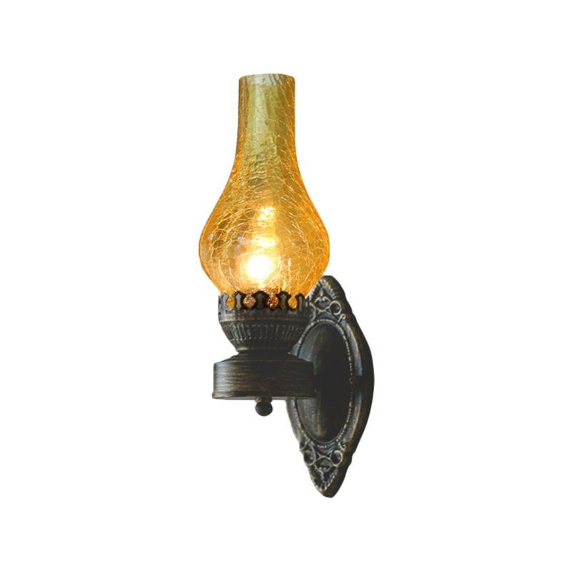 1 Kopfvase Wandmontierte Lampe Nautische schwarze strukturierte weiße/klare/gelbe Knistern Glaswandbeleuchtung Ideen