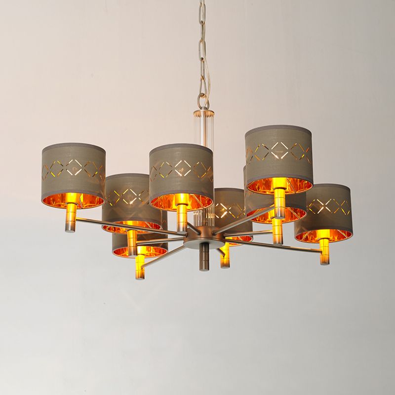Lampadini da soffitto 6/8 Bulbi con tessuto tamburo tradizionale lampadario a pendente lampadario in marrone
