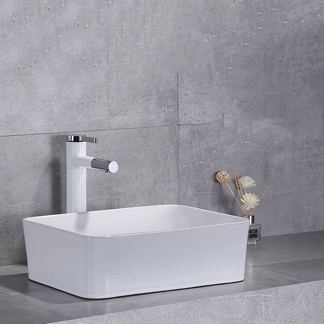 Contemporary Trough Sink Porcelain Trough Bathroom Sink with Faucet Included