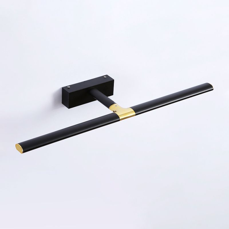 Single Light Linear Shade Wall Sconce Modern Style Metal Mirror Wall Lighting in Black