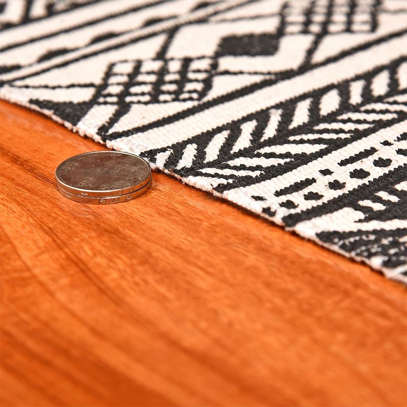 Black Door Rug Boho Tribal Patterned Rug Cotton Machine Wash Pet-Friendly Area Carpet