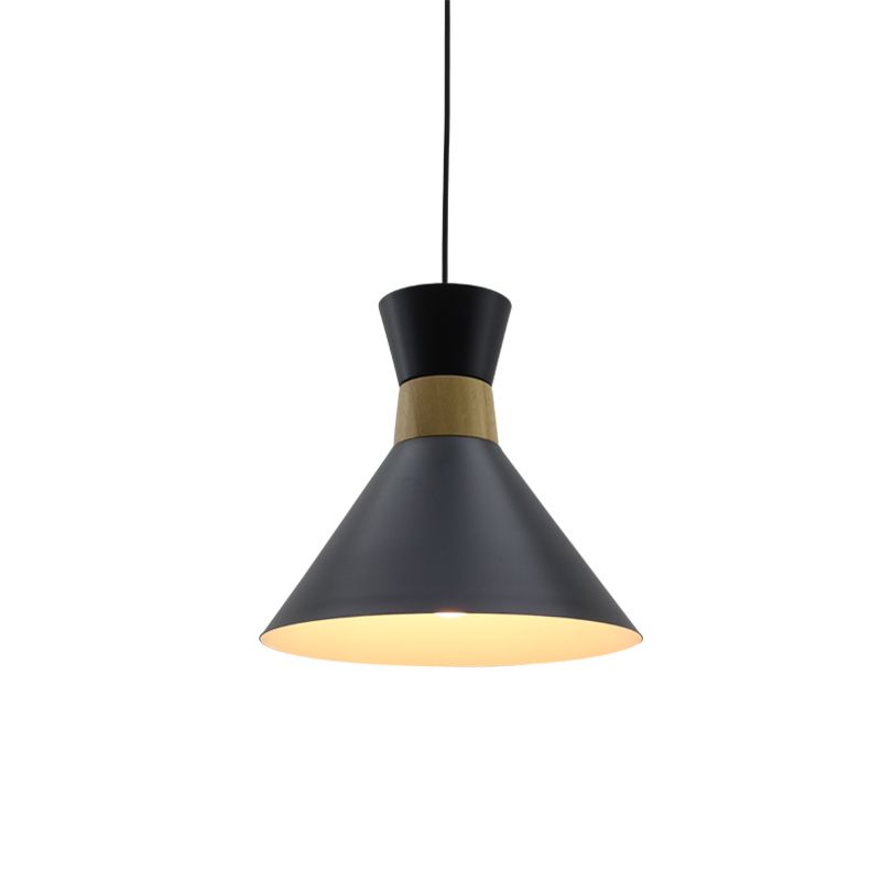 Conical Metal Hanging Light Kit Minimalist 1 Light Black Suspension Pendant for Dining Room