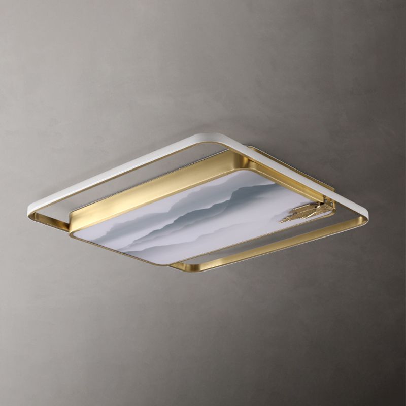 Plafonniers en forme de géométrie Plafonniers modernes à 2 lumières en métal doré