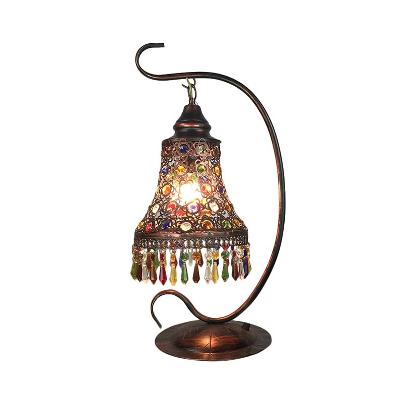 Lampada da comodino in metallo ruggine Illuminazione svasata Lampada da comodino Art Déco a 1 testa per soggiorno