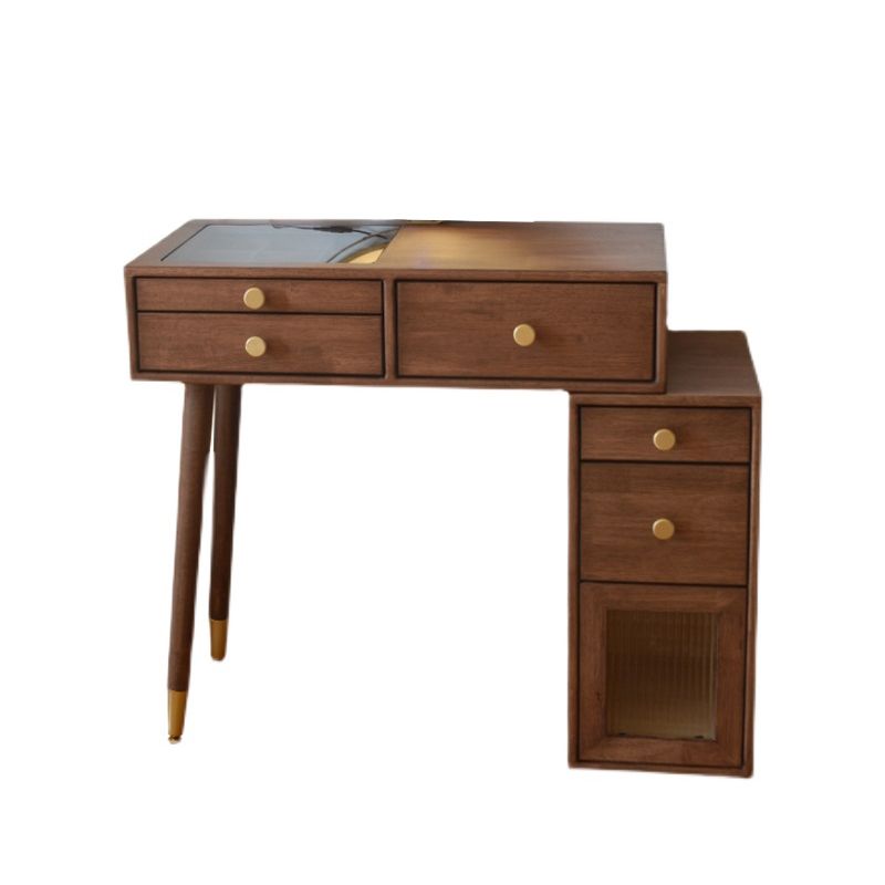 Solid Wood Dresser Table Storage Box Vanity Set with Makeup Table and Stool