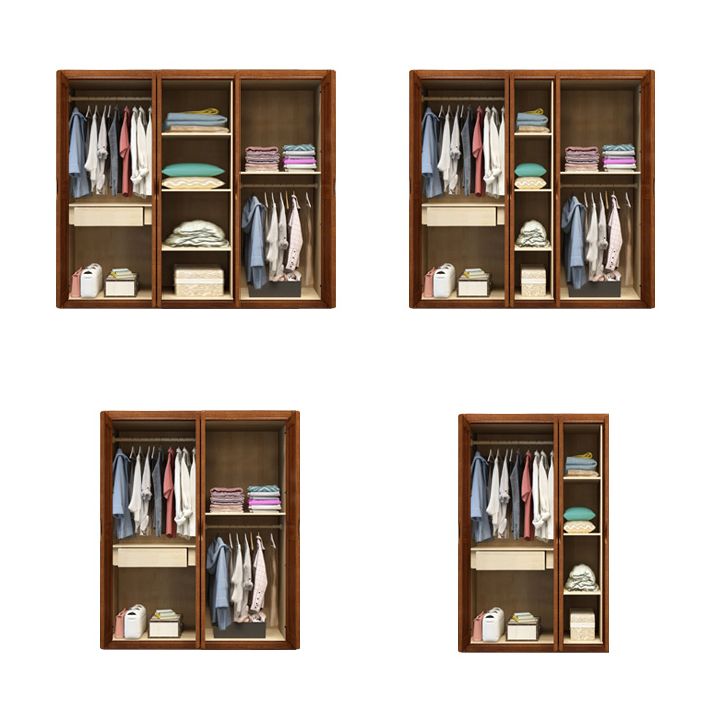 Brown Walnut Wood Storage Cabinet Traditional Cabinet with Drawer