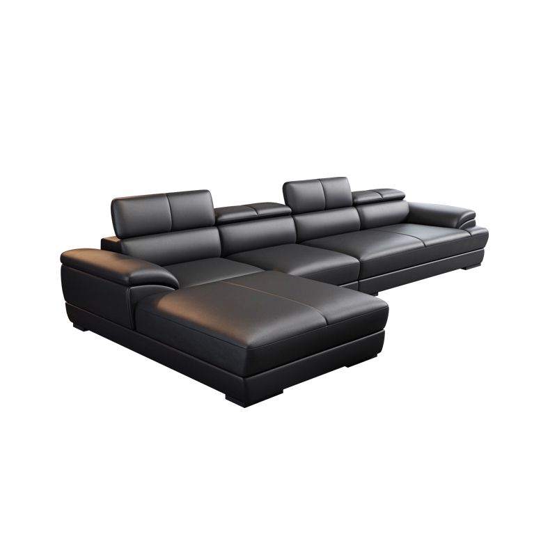 Black Contemporary Cushion Back Sofa/Sectional for Living Room