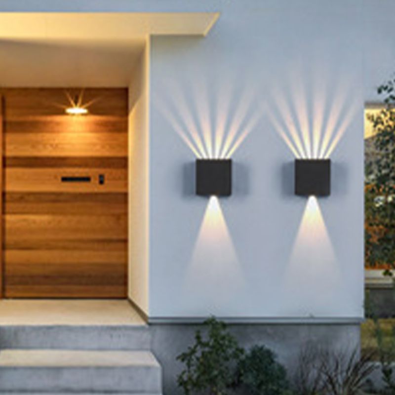 Iluminación de pared de sombra cuadrada lámpara de apliques de metal de estilo moderno 2 luces en negro con ángulo ajustable