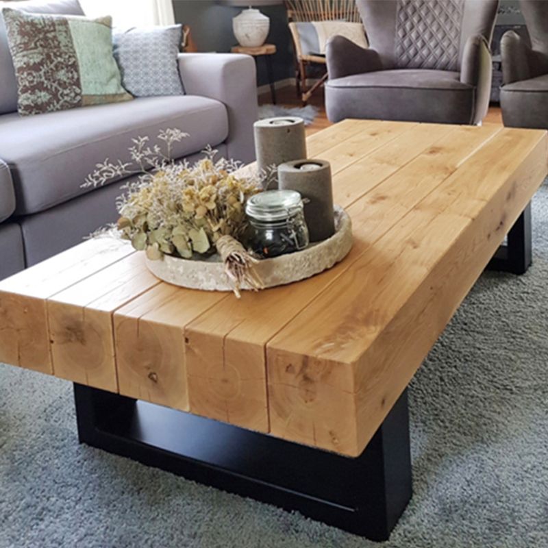 Solid Wood Coffee Table No Distressing Rectangle Single Coffee Table