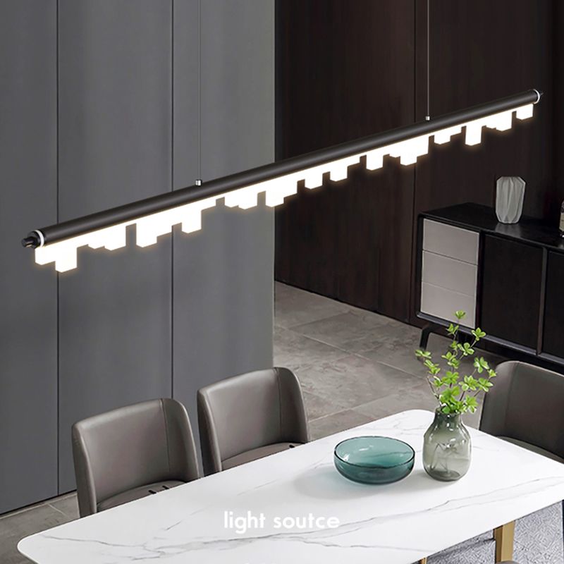Contemporary Pendant Light Linear 1 Light Pendant Light Fixture with Acrylic Shade