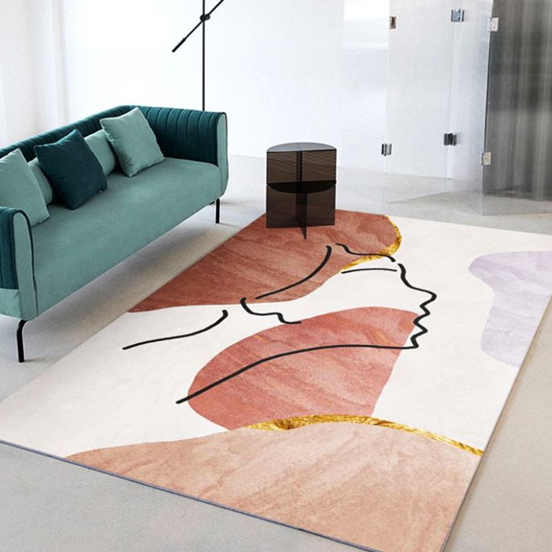 Orange Modern Carpet Polyester Color Block Carpet Non-Slip Backing Carpet for Living Room