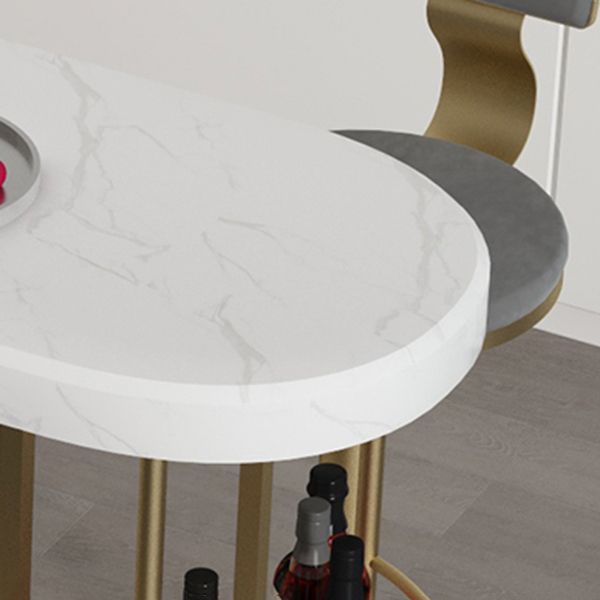 Irregular Shape Marble Pub Dining Set, 1/3/5 Pieces Luxury Counter Table with High Stools