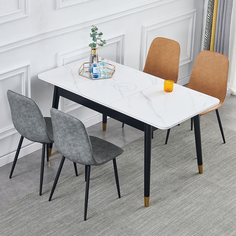 Contemporary Rectangle Dining Room Table White Sintered Stone Table with 4 Legs