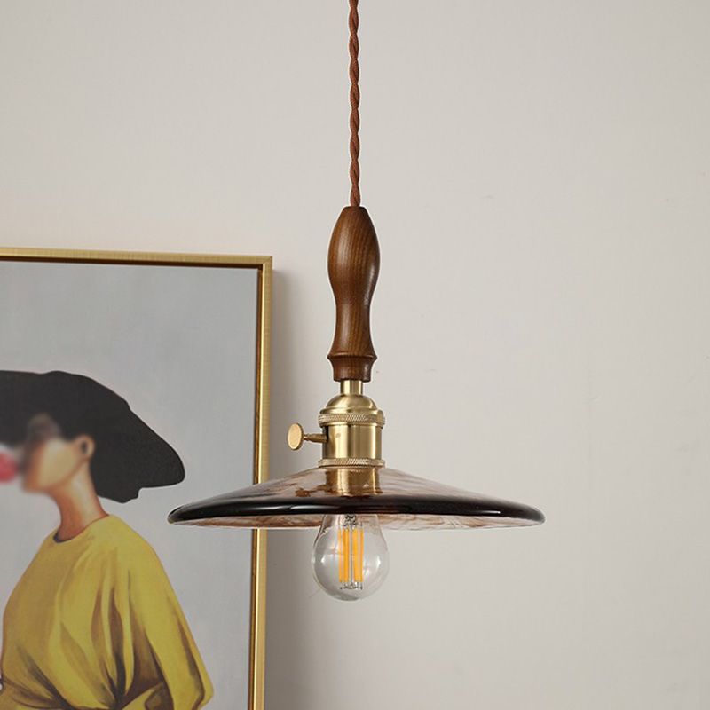 Amber 1 Light Pendant Lighting Industrial Style Glass Sanging Hanging Light for Bedroom
