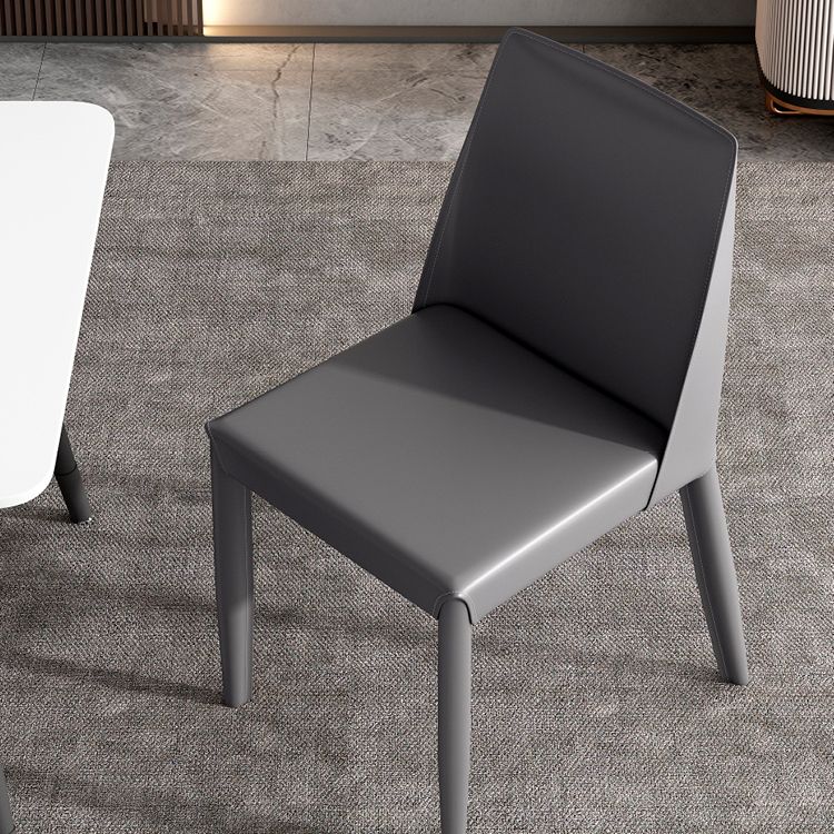 Contemporary Leather Dining Chair Parsons Chair in Matte Finish for Kitchen