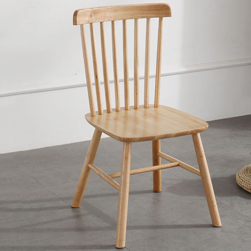 Contemporary Wood Dining Chair Windsor Back Side Chair in Matte Finish for Indoor